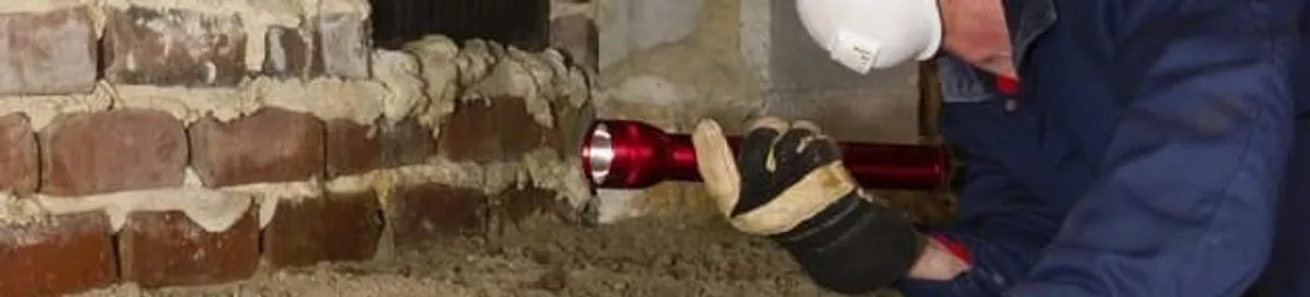 Pest control technician inspecting a crawl space for ant activity and entry points in Fort Wayne, IN
